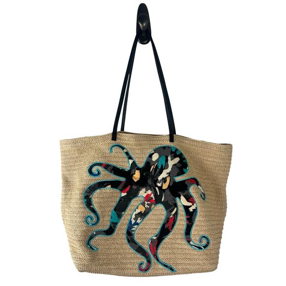 Vera Bradley Tan Shoulder Bag with Multicolor Octopus Design - Picture 1 of 6